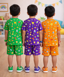 Boys Cotton Cartoon Printed Kids Co-ord Set Combo | Age 1 to 10 Years | Tshirt & Shorts (Combo Set Pack of 3)