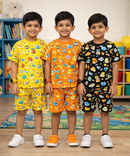 Boys Cotton Cartoon Printed Kids Co-ord Set Combo | Age 1 to 10 Years | Tshirt & Shorts (Combo Set Pack of 3)