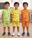 Boys Cotton Cartoon Printed Kids Co-ord Set Combo | Age 1 to 10 Years | Tshirt & Shorts (Combo Set Pack of 3)