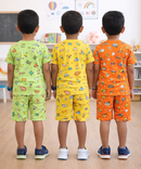 Boys Cotton Cartoon Printed Kids Co-ord Set Combo | Age 1 to 10 Years | Tshirt & Shorts (Combo Set Pack of 3)