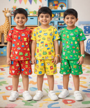 Boys Cotton Cartoon Printed Kids Co-ord Set Combo | Age 1 to 10 Years | Tshirt & Shorts (Combo Set Pack of 3)