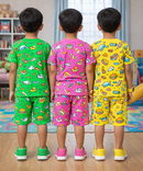 Boys Cotton Cartoon Printed Kids Co-ord Set Combo | Age 1 to 10 Years | Tshirt & Shorts (Combo Set Pack of 3)