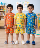 Boys Cotton Cartoon Printed Kids Co-ord Set Combo | Age 1 to 10 Years | Tshirt & Shorts (Combo Set Pack of 3)