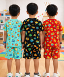 Boys Cotton Cartoon Printed Kids Co-ord Set Combo | Age 1 to 10 Years | Tshirt & Shorts (Combo Set Pack of 3)