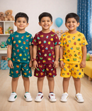 Boys Cotton Cartoon Printed Kids Co-ord Set Combo | Age 1 to 10 Years | Tshirt & Shorts (Combo Set Pack of 3)