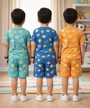 Boys Cotton Cartoon Printed Kids Co-ord Set Combo | Age 1 to 10 Years | Tshirt & Shorts (Combo Set Pack of 3)