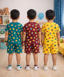 Boys Cotton Cartoon Printed Kids Co-ord Set Combo | Age 1 to 10 Years | Tshirt & Shorts (Combo Set Pack of 3)