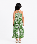 Girls Green Tropical Leaf Printed Co-Ord Set | Sleeveless Halter Neck Crop Top & Wide Leg Palazzo Pants | Age 2 to 8 Years