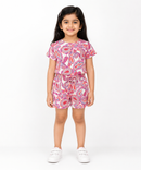 Girls Pink Paisley Printed Top & Shorts Co-Ord Set | Soft Cotton Summer Outfit for Kids | Age 1 to 8 Years