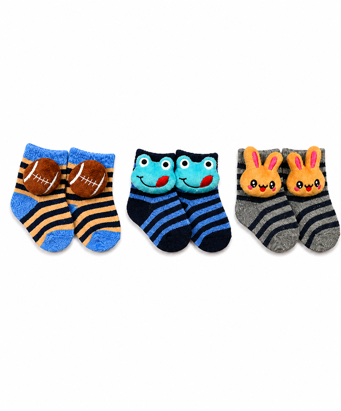 Cute Cartoon Animal Baby Kids Ankle Socks | Age 0-12 Months | Soft Cotton Anti-Slip Toddler Socks for Boys & Girls | Pack Of 3 Pairs Set Combo