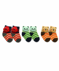 Cute Cartoon Animal Baby Kids Ankle Socks | Age 0-12 Months | Soft Cotton Anti-Slip Toddler Socks for Boys & Girls | Pack Of 3 Pairs Set Combo