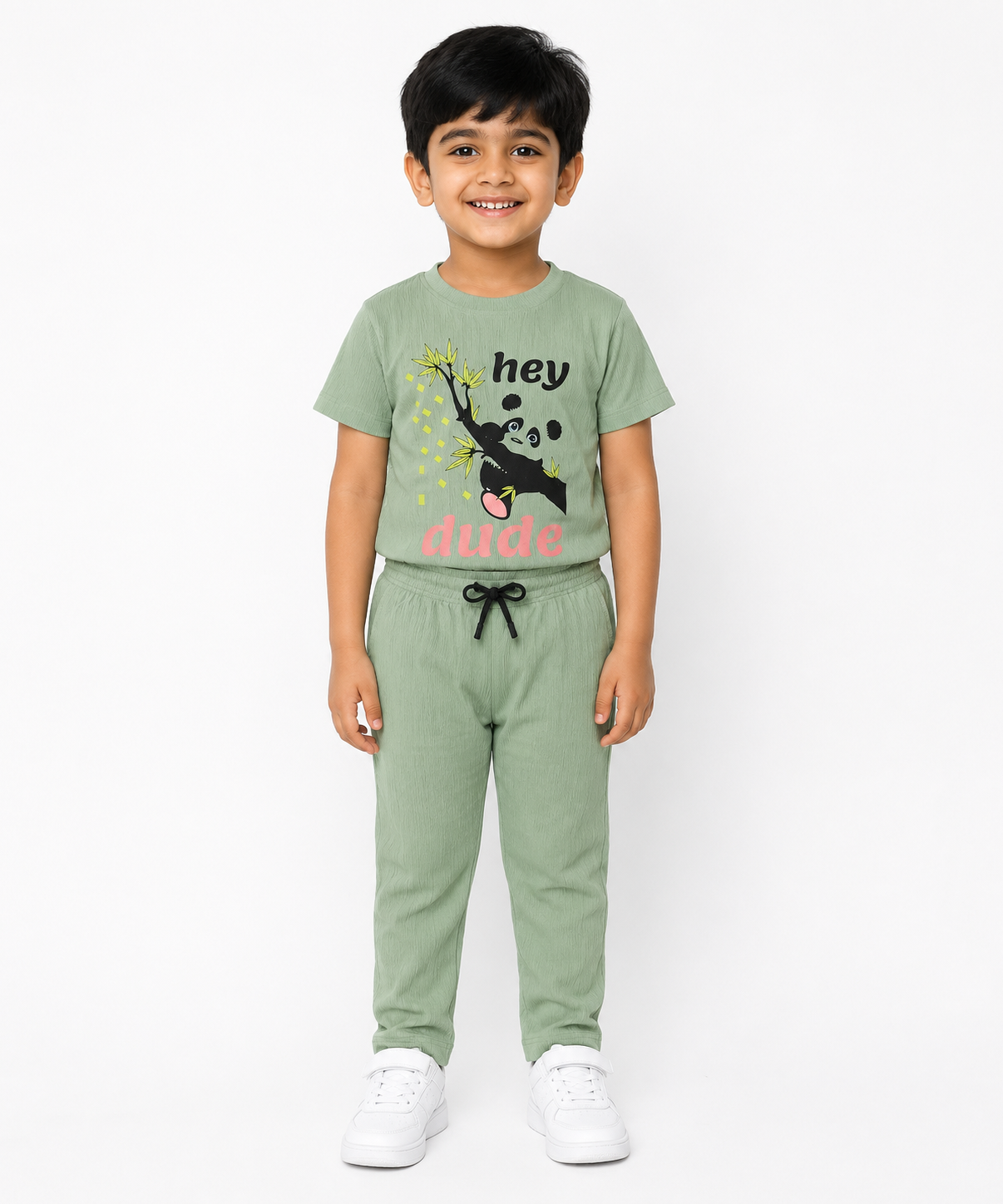 Cute Panda Print Girls Co-Ord Set | Soft Cotton Half Sleeve T-Shirt & Track Pant Set for Kids | Age 1 to 6
