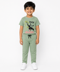 Cute Panda Print Girls Co-Ord Set | Soft Cotton Half Sleeve T-Shirt & Track Pant Set for Kids | Age 1 to 6