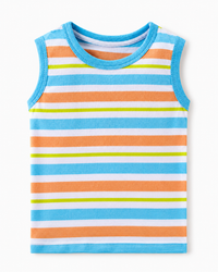 Cotton Stripes Kids Sleeveless Tshirt (Pack of 5)