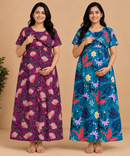 Maternity Feeding Maxi Dress | Nursing Friendly Nighty Style (Pack of 2 Pieces)