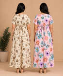 Maternity Feeding Maxi Dress | Nursing Friendly Nighty Style (Pack of 2 Pieces)