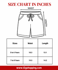 Kids Printed Cotton Shorts for Boys | Age - 5 to 6 Years & 7 to 8 Years | Soft Elastic Waist Casual Summer Shorts | Pack Of 1 Piece