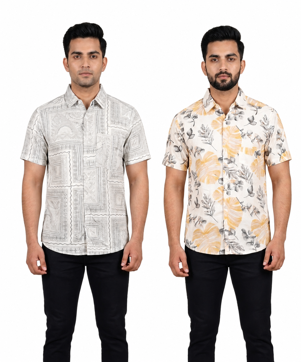 Men's Printed Casual Half Sleeve Shirt | Size - L,XL,2XL | Regular Fit Summer Resort Shirts for Men | Pack Of 2 Piece Combo