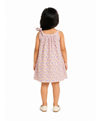 Girls Floral Printed Sleeveless Cotton A-Line Dress with Shoulder Bow | Casual Summer Frock for Kids | Age 1 to 10 Years
