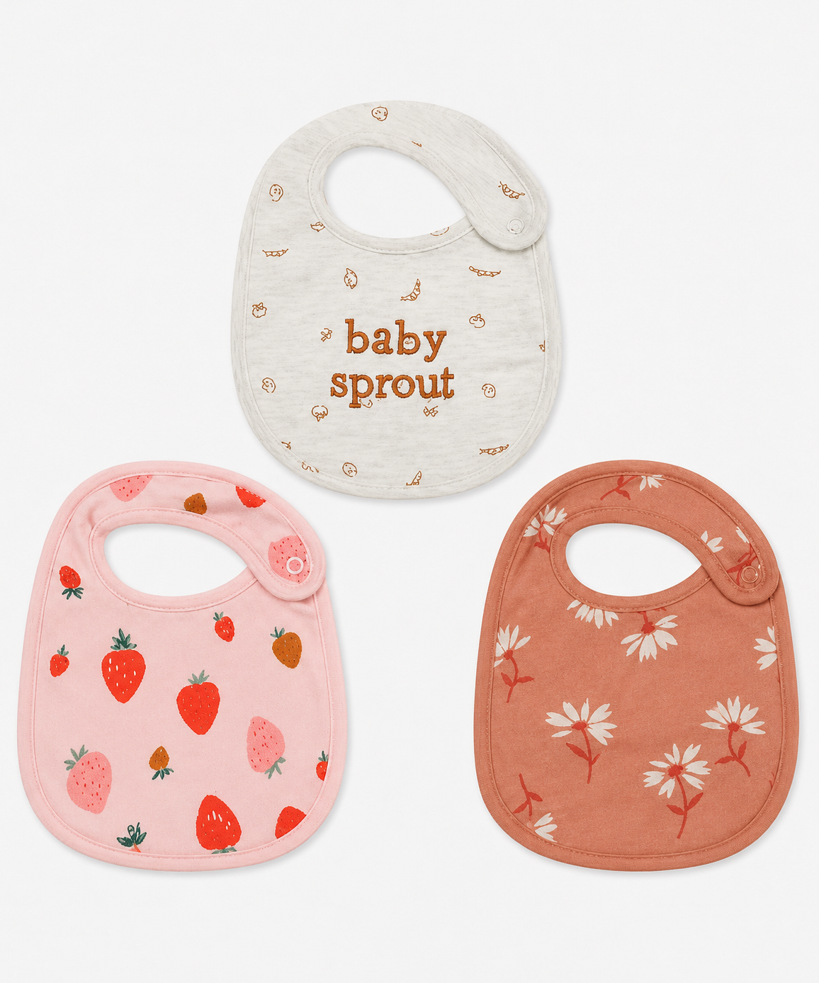 Baby Feeding Bibs 100% Pure Cotton for 3–12 Months (Pack of 3)