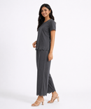 Women Top & Pyjama Pant Night Suit Co-ord Set | Grey Color