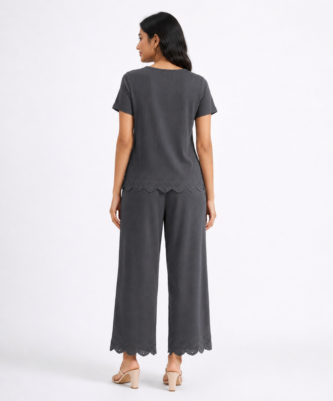 Women Top & Pyjama Pant Night Suit Co-ord Set | Grey Color