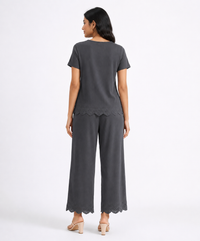 Women Top & Pyjama Pant Night Suit Co-ord Set | Grey Color
