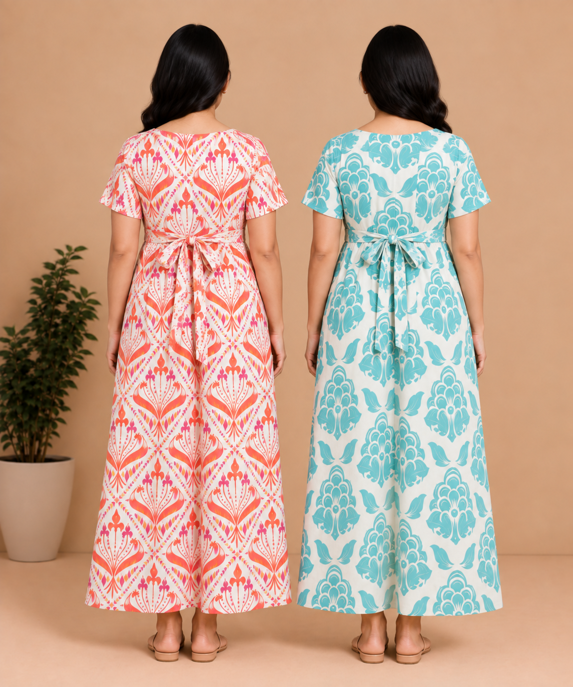 Maternity Feeding Maxi Dress | Nursing Friendly Nighty Style (Pack of 2 Pieces)