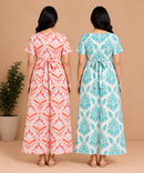 Maternity Feeding Maxi Dress | Nursing Friendly Nighty Style (Pack of 2 Pieces)