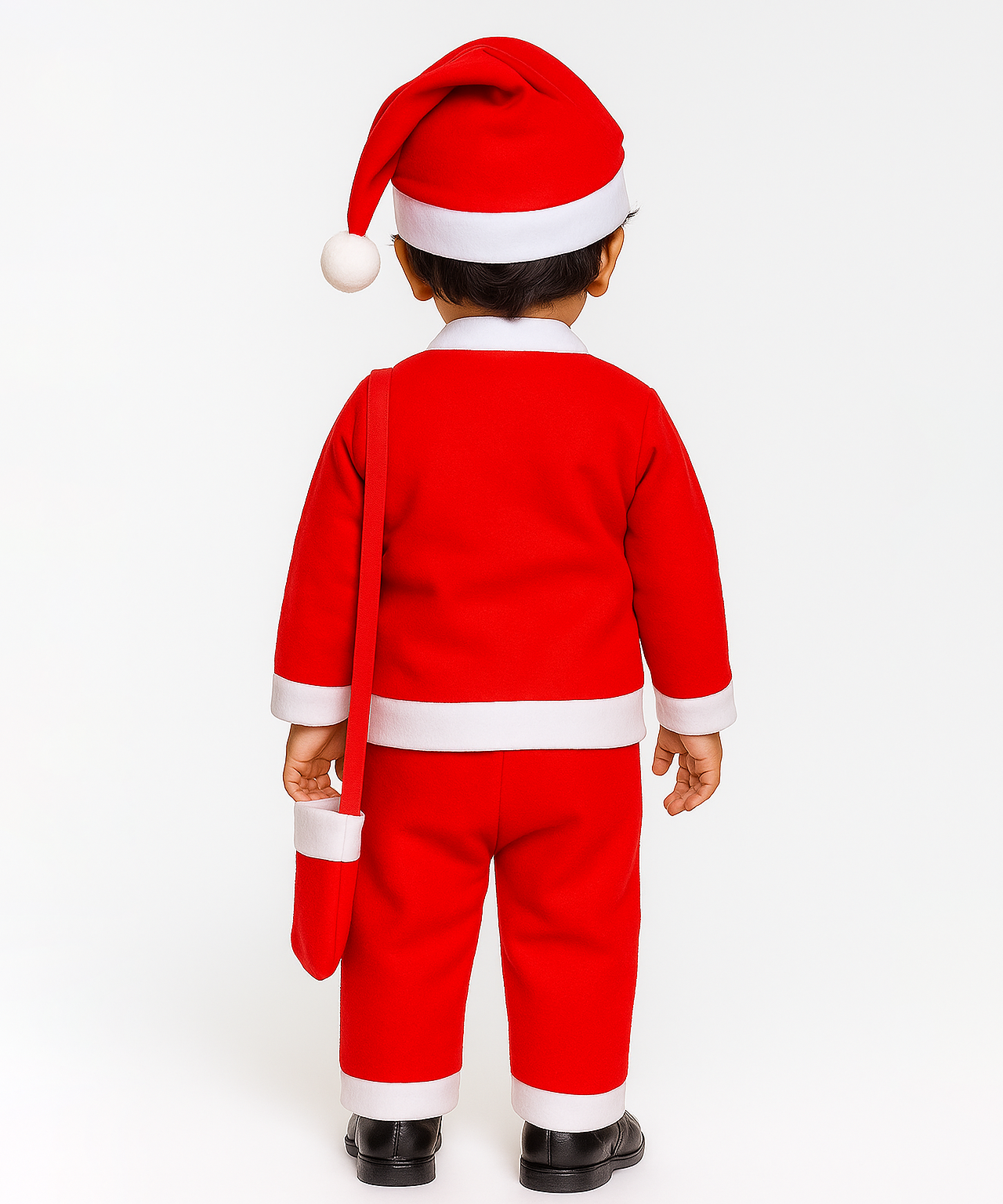 Christmas Santa Claus Kids Fancy Dress for Boys and Girls Unisex | Age 0 to 10 Years | Fleece Fabric | Plain Red Color & Border White Cuff