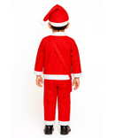 Christmas Santa Claus Kids Fancy Dress for Boys and Girls Unisex | Age 0 to 10 Years | Fleece Fabric | Plain Red Color & Border White Cuff