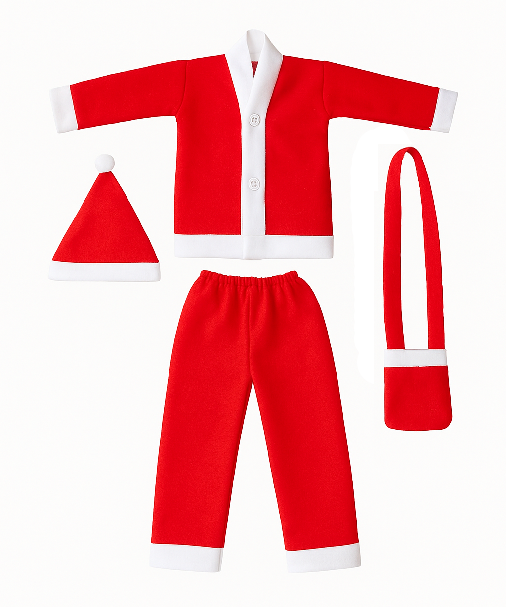 Christmas Santa Claus Kids Fancy Dress for Boys and Girls Unisex | Age 0 to 10 Years | Fleece Fabric | Plain Red Color & Border White Cuff
