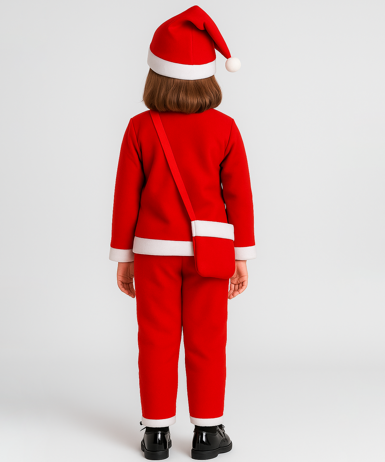 Christmas Santa Claus Kids Fancy Dress for Boys and Girls Unisex | Age 0 to 10 Years | Fleece Fabric | Plain Red Color & Border White Cuff