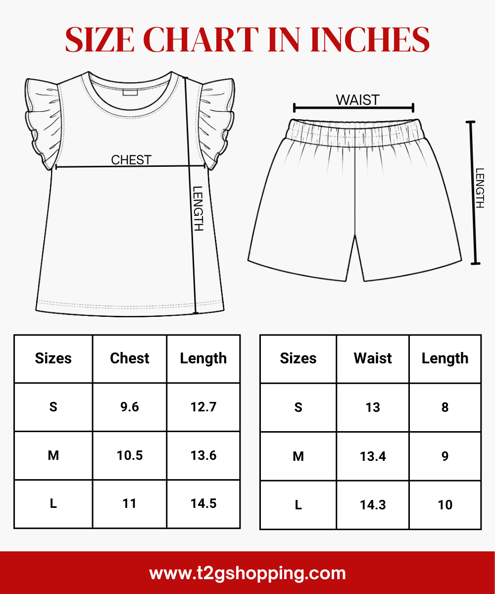 Girls All Over Printed | Flutter Sleeve Tshirt and Shorts Co-ord Set | Age 0 to 3 Years (Pack of 3 Sets)