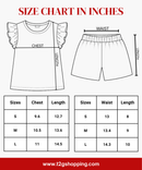Girls All Over Printed | Flutter Sleeve Tshirt and Shorts Co-ord Set | Age 0 to 3 Years (Pack of 3 Sets)