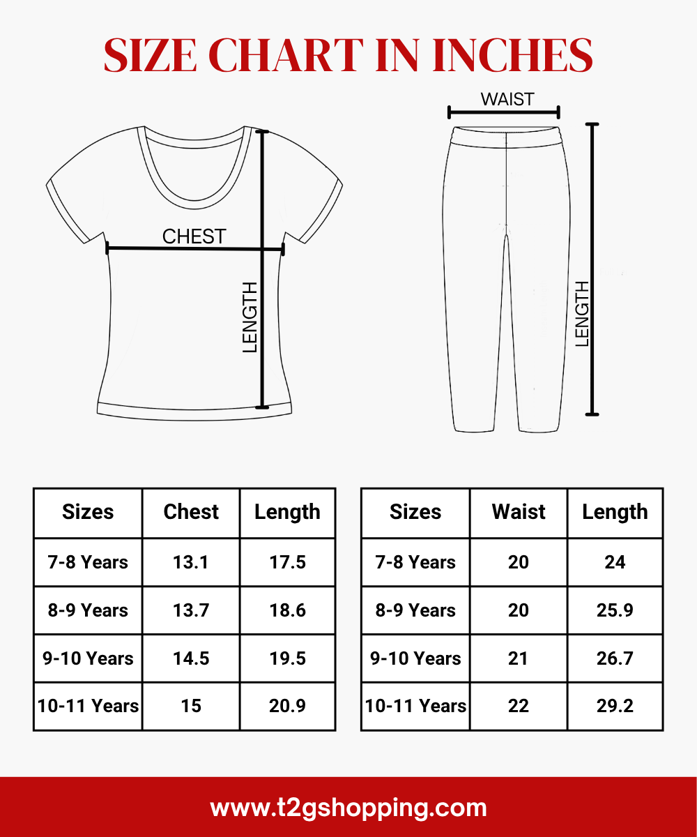 Girl Kids All Over Printed Co-ord Set | Tshirt and Pant | Age 2 to 10 Years (Pack of 3 Sets)
