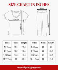 Girl Kids All Over Printed Co-ord Set | Tshirt and Pant | Age 2 to 10 Years (Pack of 3 Sets)