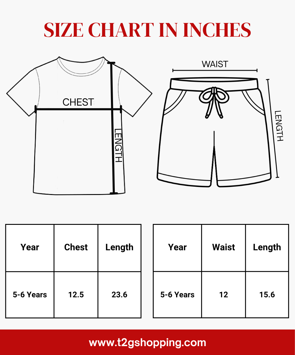 Girls Pure Cotton Printed T-Shirt & Shorts Co-Ord Set for Casual Wear for Kids | Age 5 to 6 Year | Summer Outfit Combo