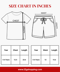 Girls Pure Cotton Printed T-Shirt & Shorts Co-Ord Set for Casual Wear for Kids | Age 5 to 6 Year | Summer Outfit Combo