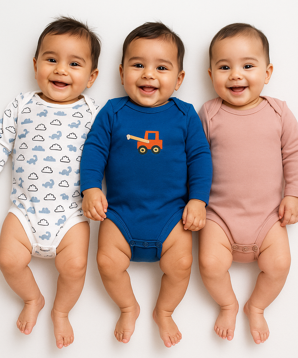 Cotton Babies Body Suit  | Sleep Suit | Romper | Age 0-18 Months (Pack Of 3)