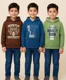 Cotton Kids Hoodie Printed Multi Colour | Age 6 to 11 Years (Pack of 3 Pieces)