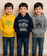 Cotton Kids Hoodie Printed Multi Colour | Age 6 to 11 Years (Pack of 3 Pieces)
