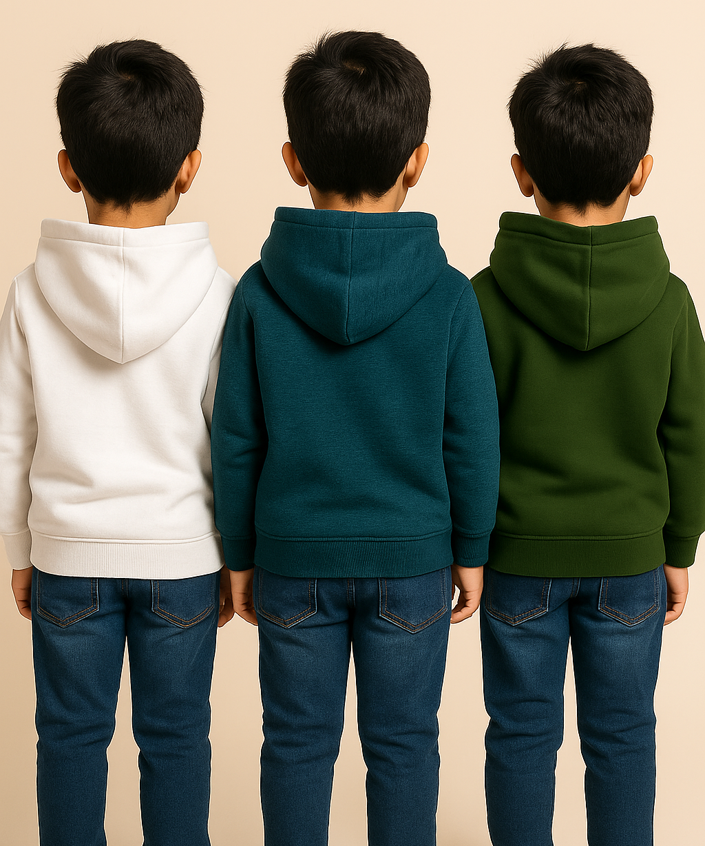 Cotton Kids Hoodie Printed Multi Colour | Age 6 to 11 Years (Pack of 3 Pieces)
