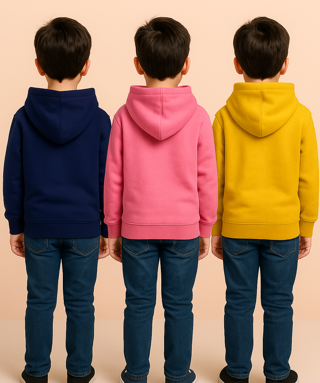 Cotton Kids Hoodie Printed Multi Colour | Age 6 to 11 Years (Pack of 3 Pieces)