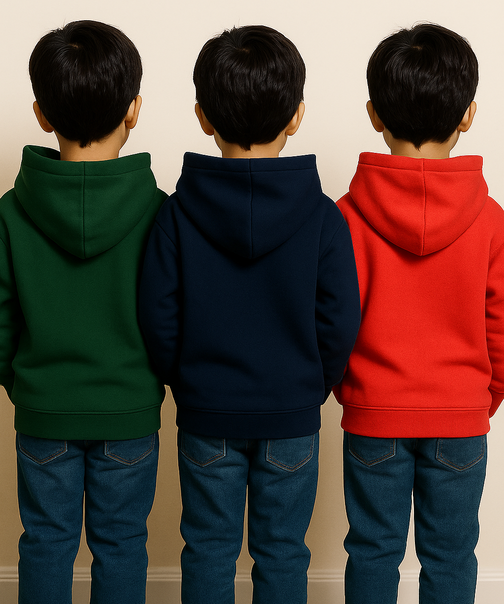 Cotton Kids Hoodie Printed Multi Colour | Age 3 to 6 Years | (Pack of 3 Pieces)