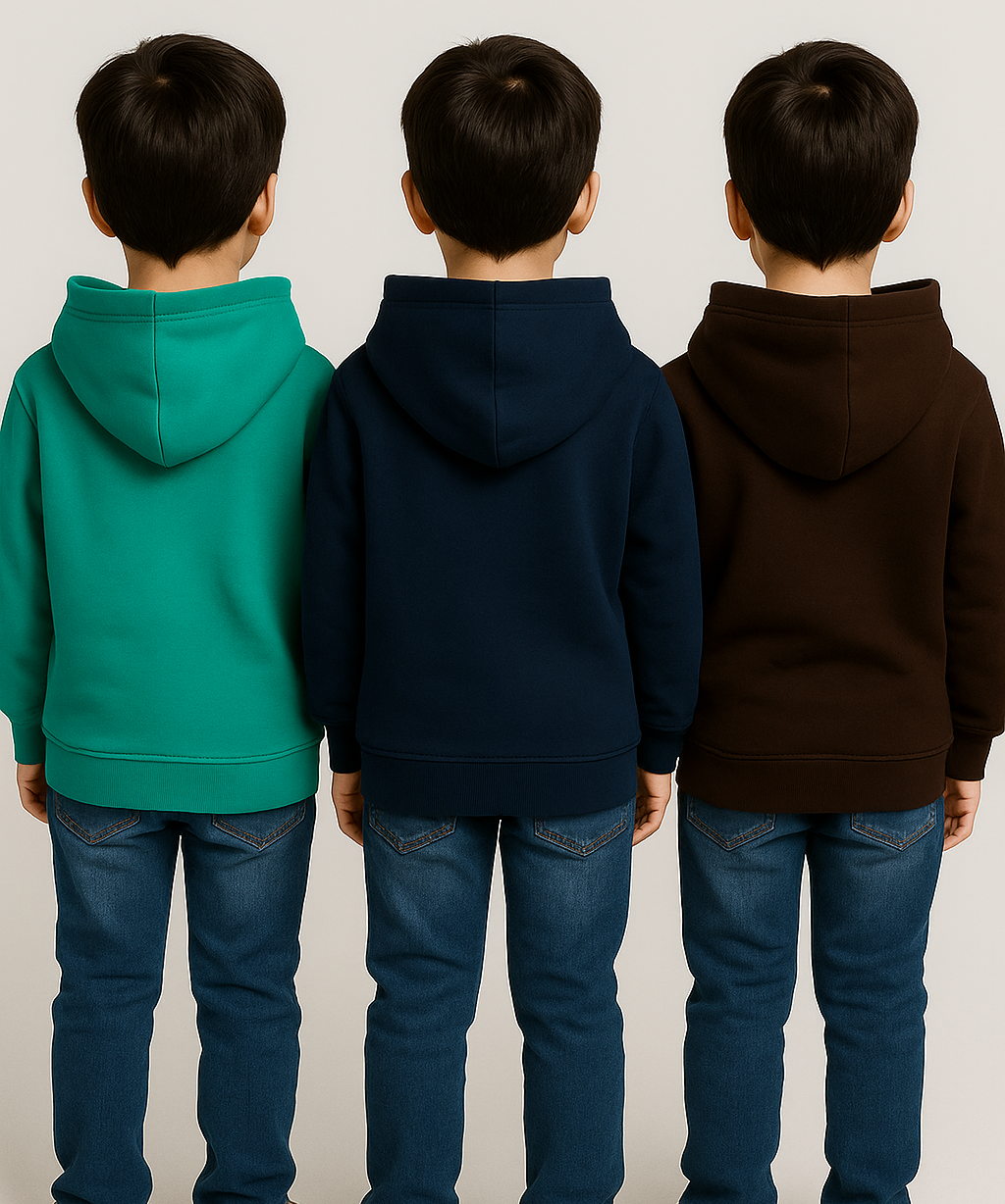 Cotton Kids Hoodie Printed Multi Colour | Age 3 to 6 Years | (Pack of 3 Pieces)
