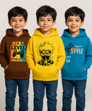 Cotton Kids Hoodie Printed Multi Colour | Age 3 to 6 Years | (Pack of 3 Pieces)