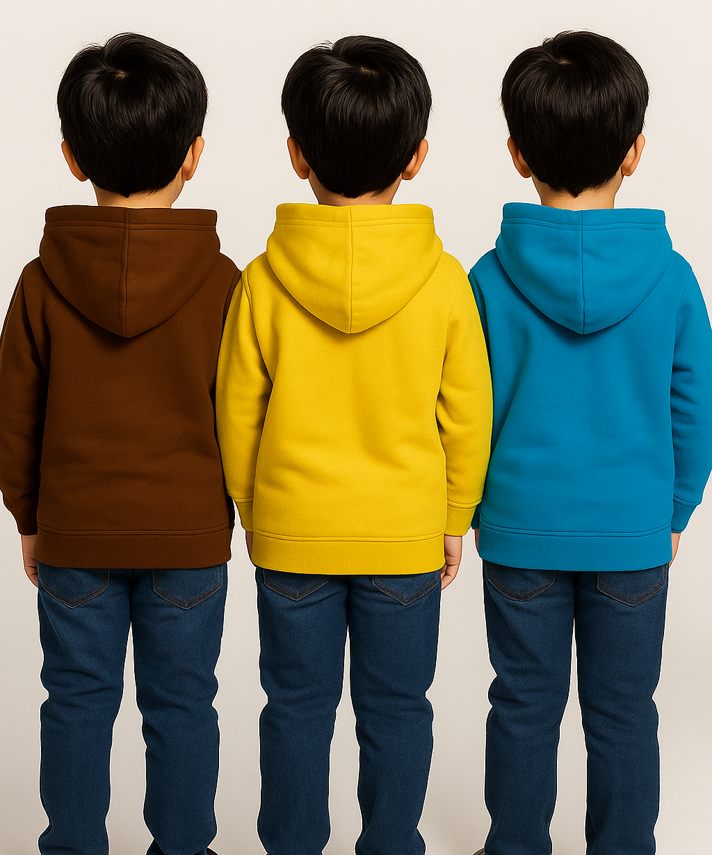 Cotton Kids Hoodie Printed Multi Colour | Age 3 to 6 Years | (Pack of 3 Pieces)