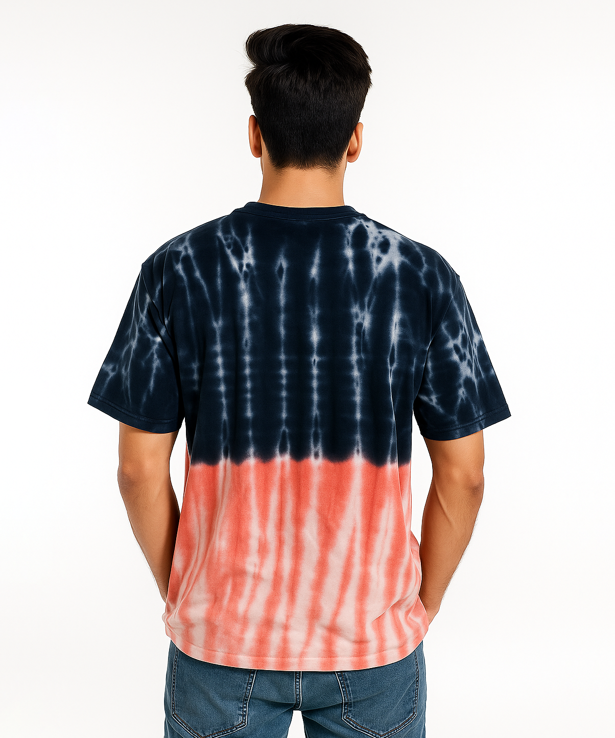 Solid Brand Cotton Round Neck Drop Shoulder/Oversized Lounge Tshirt With Tie-Dye Printed