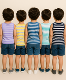Cotton Stripes Kids Sleeveless Tshirt (Pack of 5)